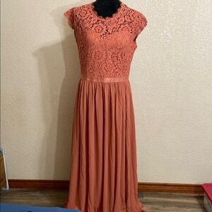 DRESS BY MIUSOL Elegant Lace TERRA-COTTA Dress